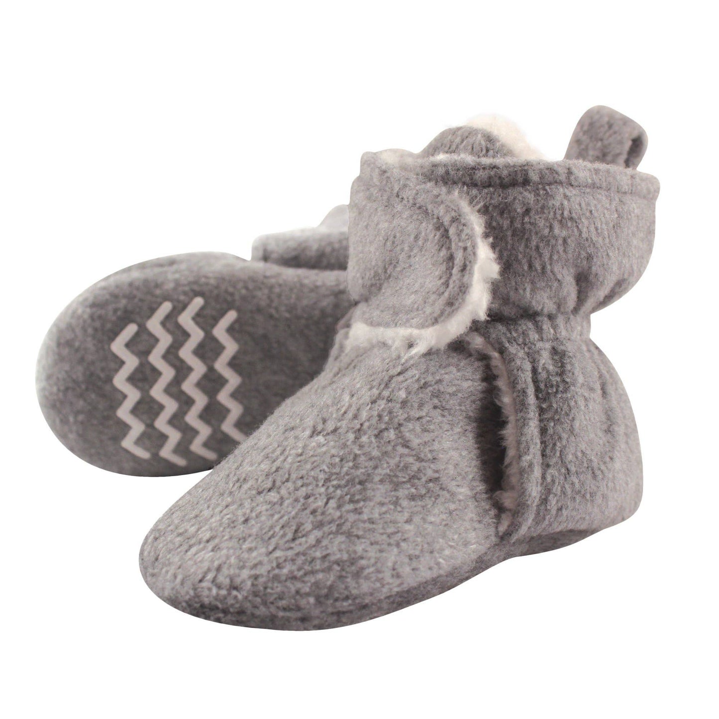 Baby Cozy Fleece and Sherpa Booties, Heather Gray
