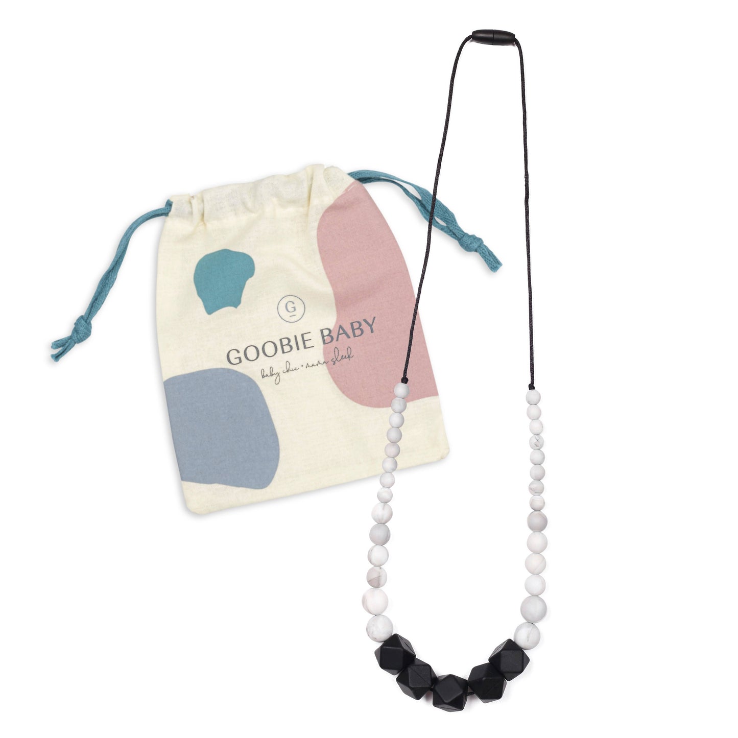 Madison Teething Necklace - Marble/Black