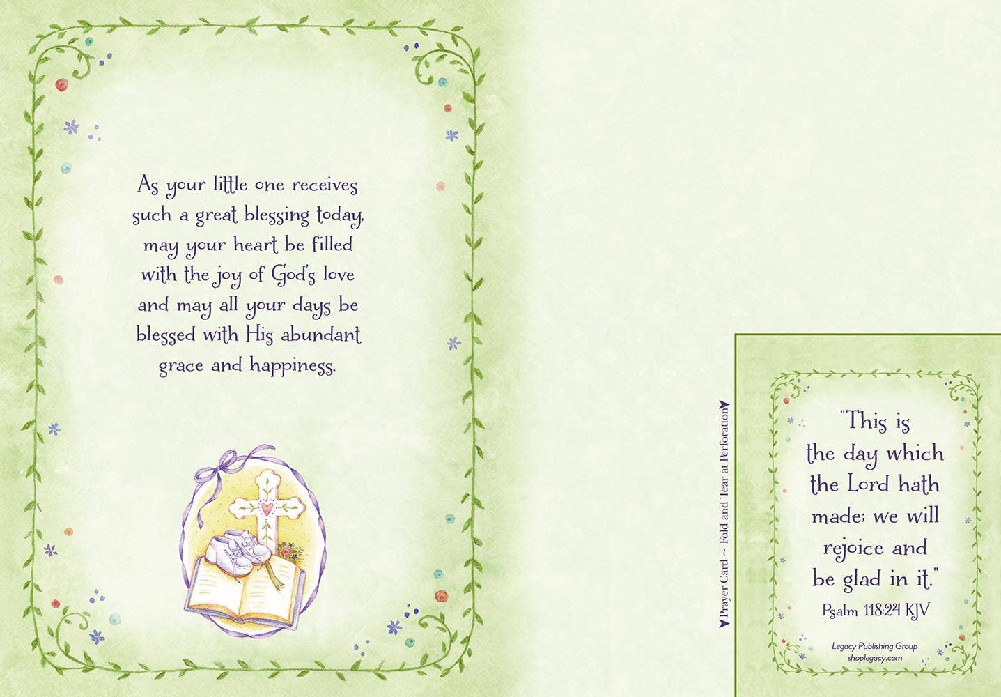 Baptism Booties and Cross - Faith Baby Congratulations Card