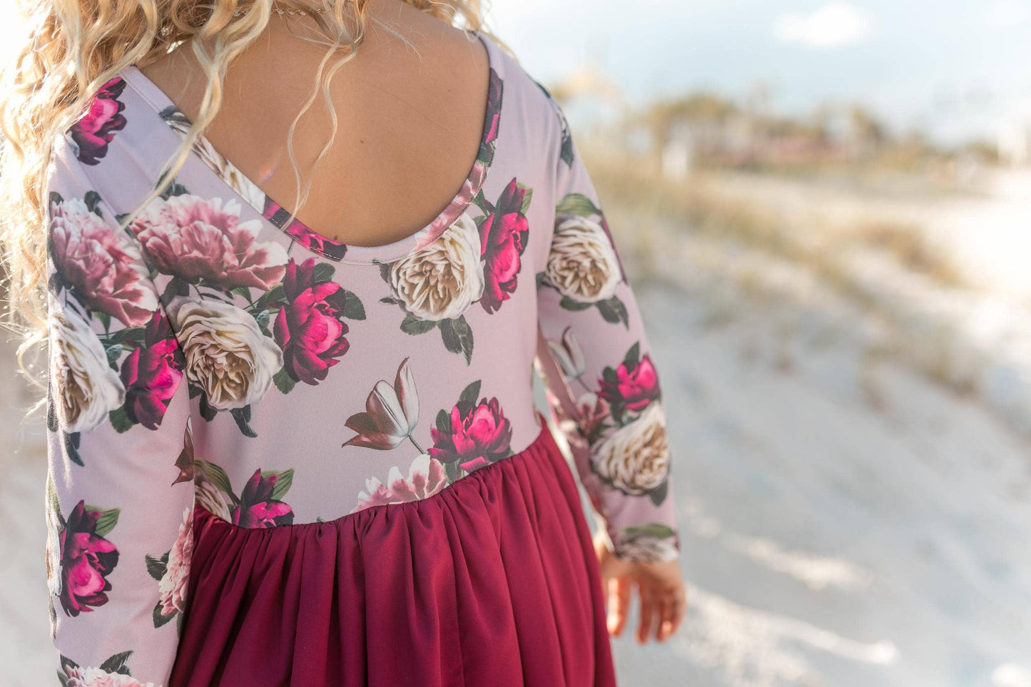 Kids Hi Lo Lilac Wine Floral Lace Tiered Fancy Dress