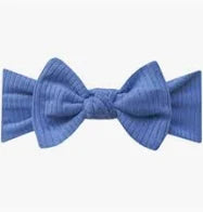 Indigo Rib Knit Headband Bow