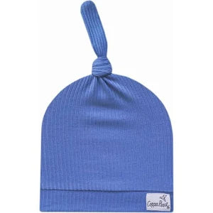 Indigo Rib Knit Top Knot Hat 0-4mo
