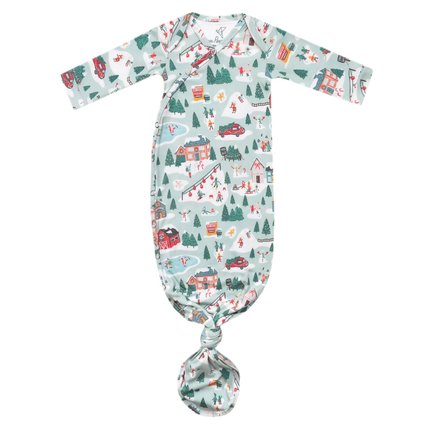 Snowy Slopes Newborn Knotted Gown