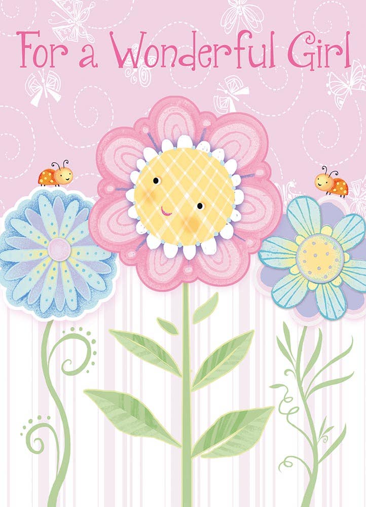 Smiley Flowers - Juvenile Birthday Value Card