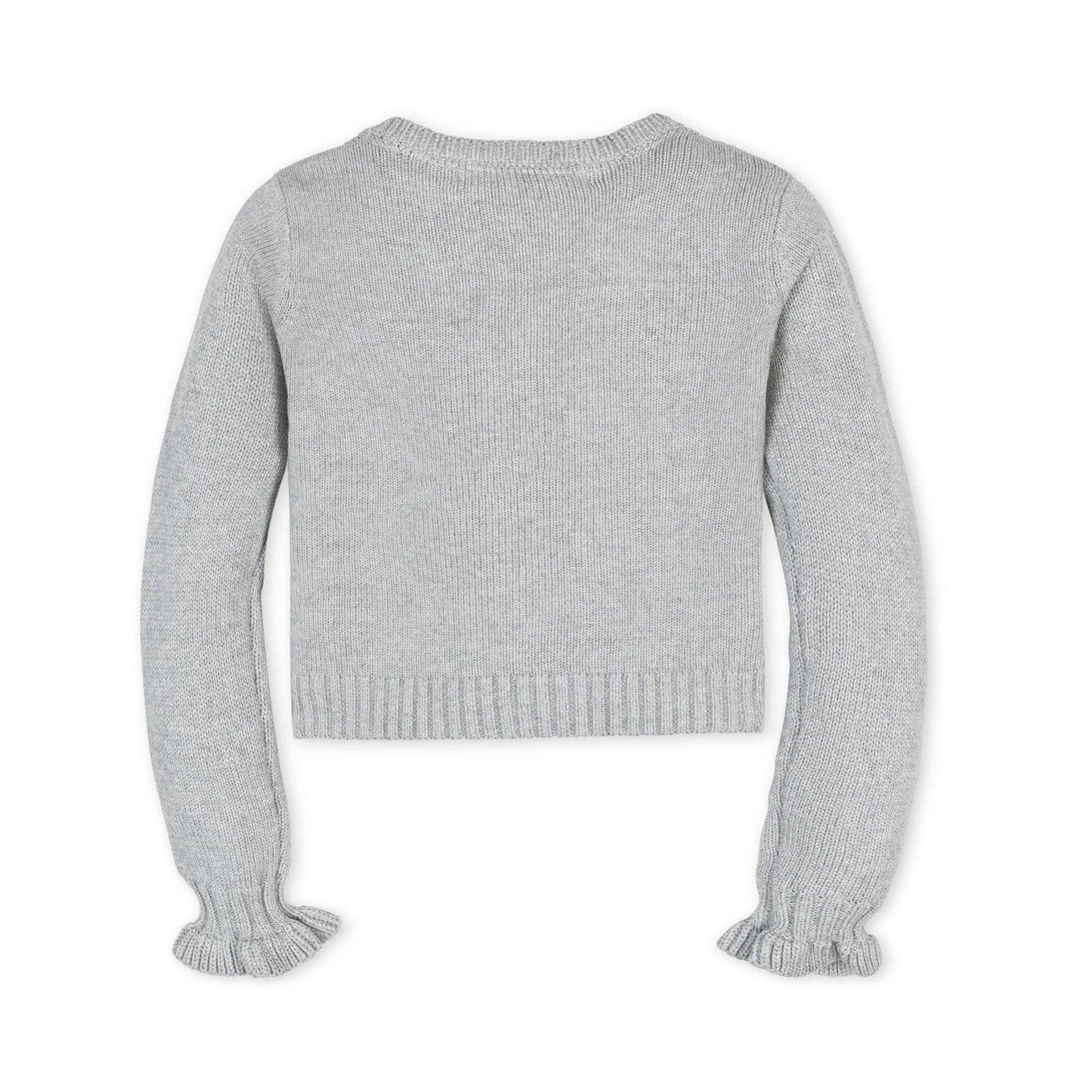 Organic Ruffle Cuff Cable Cardigan {Heather Gray}