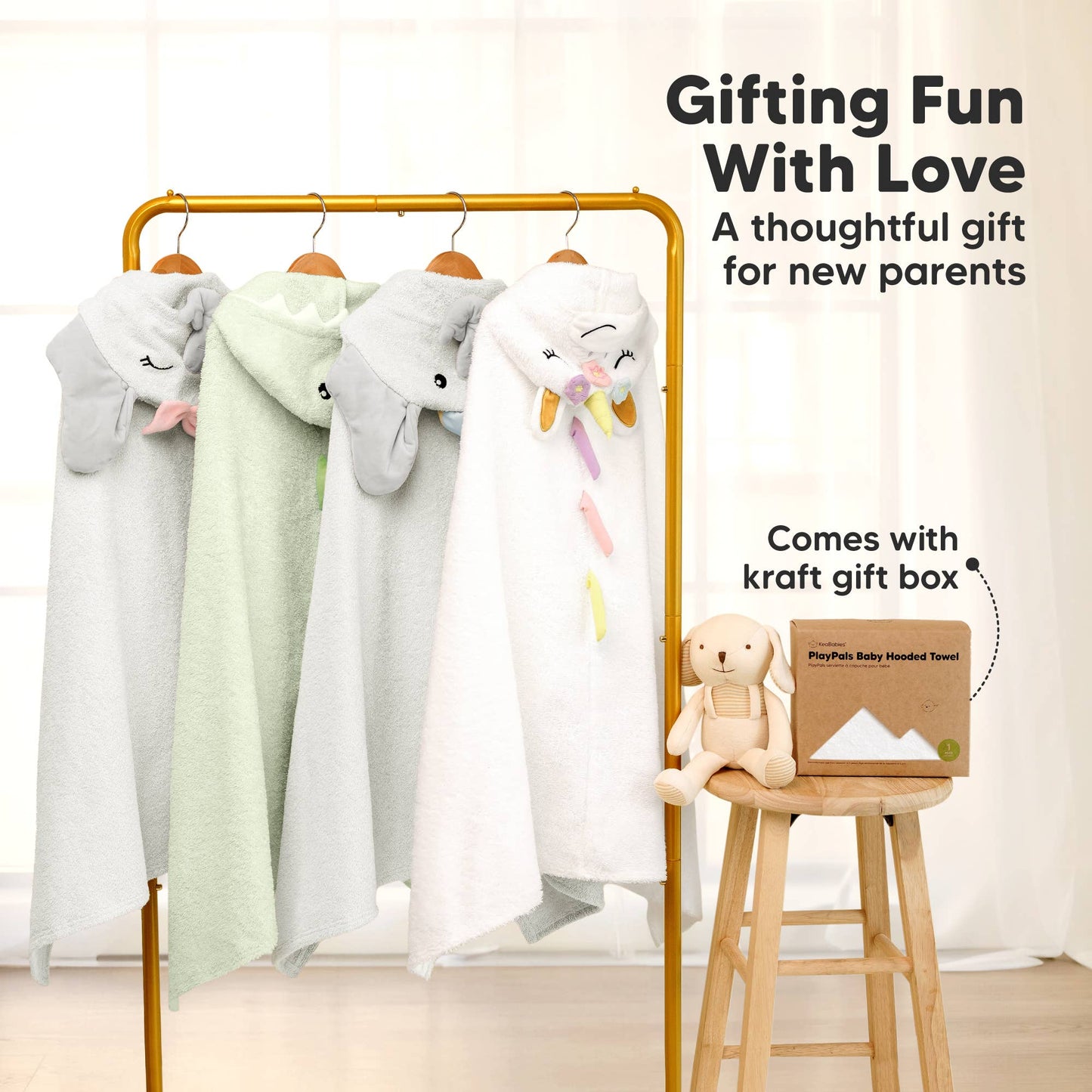 Playpals Hooded Baby Bath Towels for Newborn-Ella