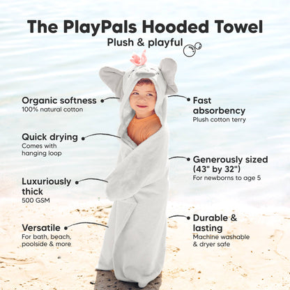 Playpals Hooded Baby Bath Towels for Newborn-Ella