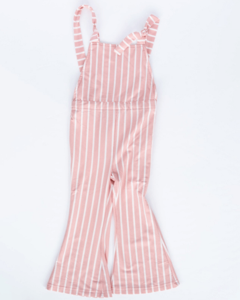 Kellyn Bell Bottom Suspender Jumpsuit - Mauve Stripe