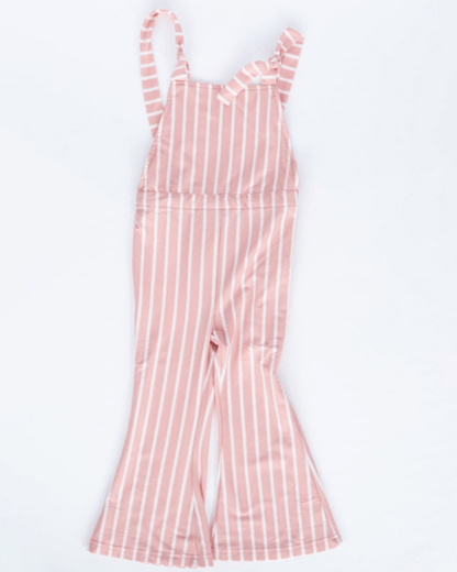 Kellyn Bell Bottom Suspender Jumpsuit - Mauve Stripe