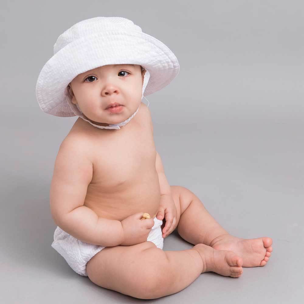 White Seersucker Bucket Hat Baby & Toddler