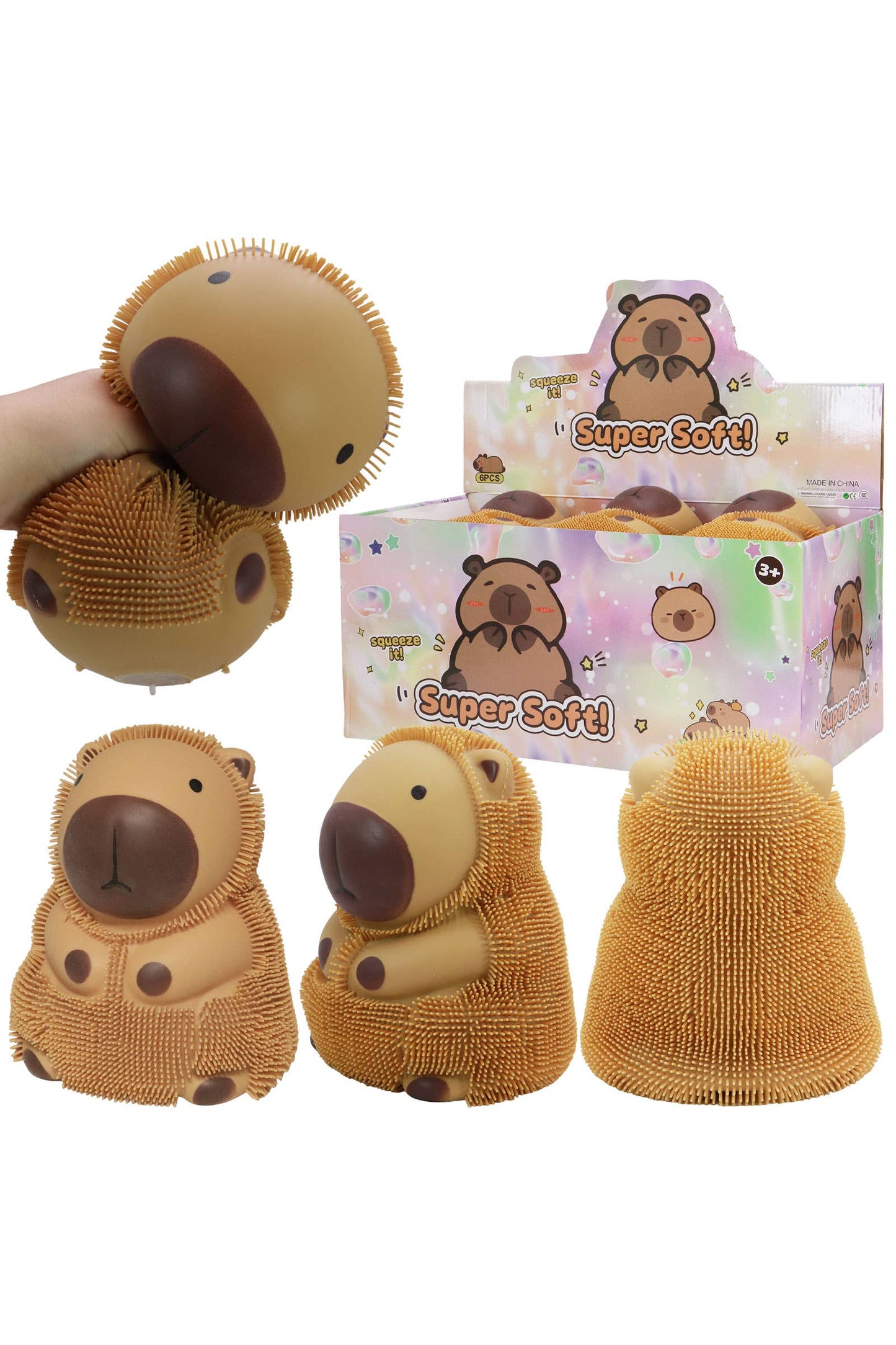 Jumbo Capybara Spiky Puffer Squishy - 6 Pcs