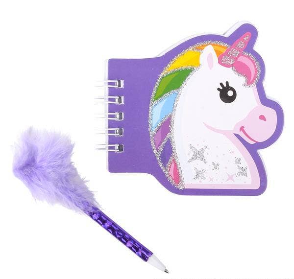 3.5" UNICORN NOTEBOOK WITH FEATHER PEN