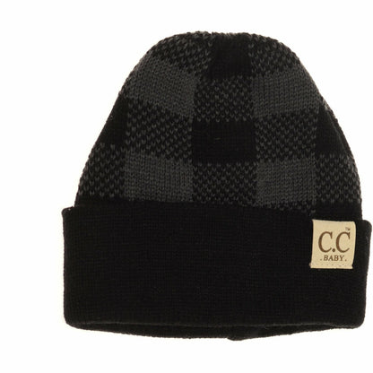 Baby Buffalo Plaid Cuff Beanie for Newborns