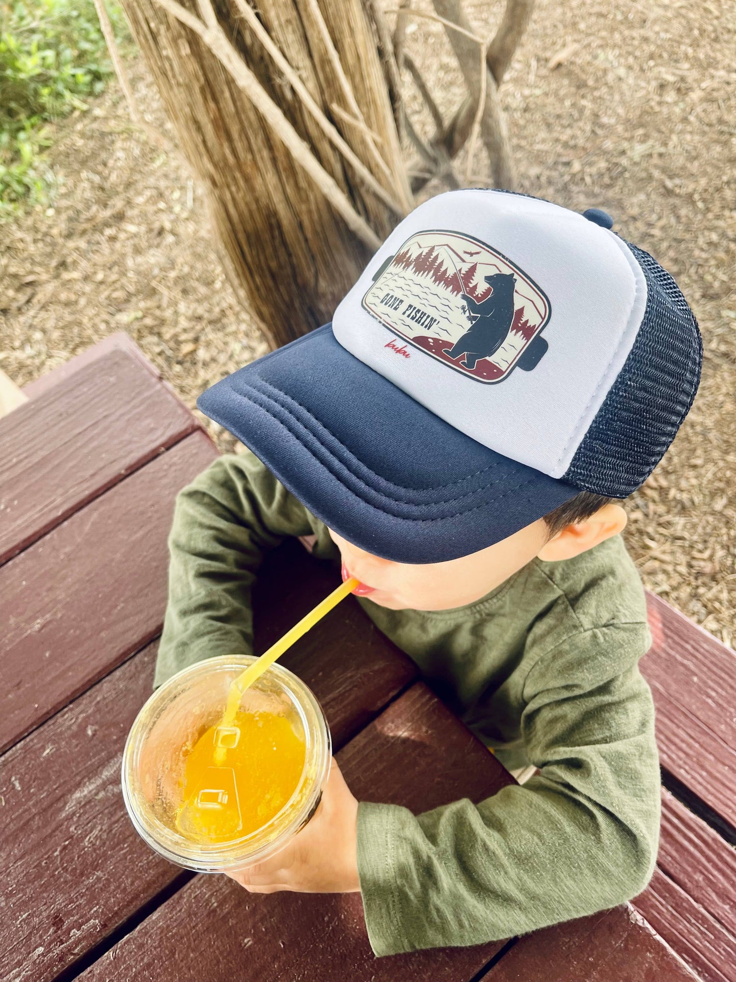 Gone Fishin Navy Trucker Hat