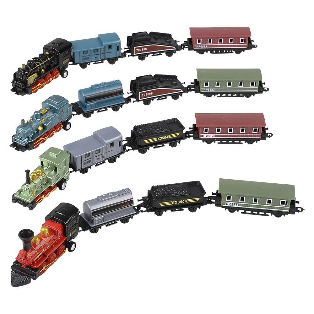 2" Diecast Pull Back Mini Locomotive Train Set