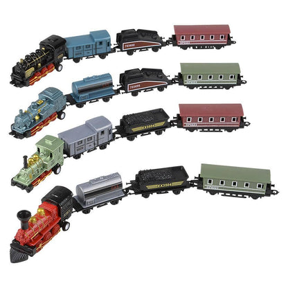 2" Diecast Pull Back Mini Locomotive Train Set