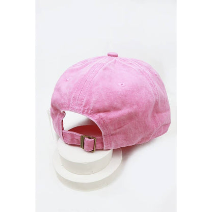 Smile Face Embroidered Washed Baseball Cap