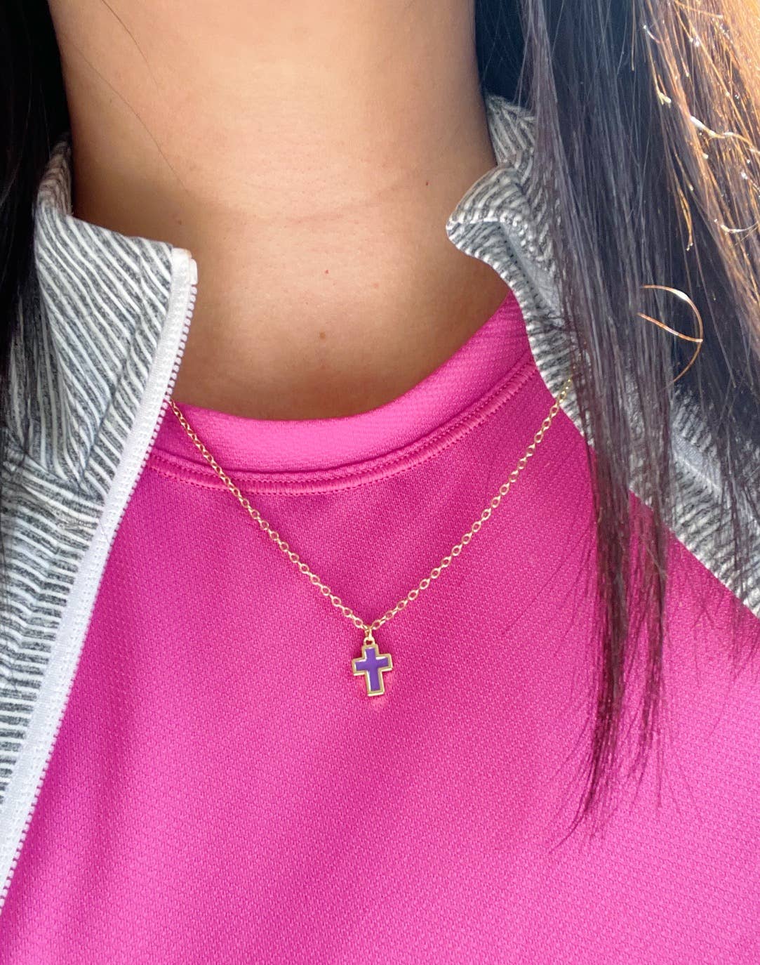 Colorful Cross Necklace, Kid Jewelry, Religious Gift