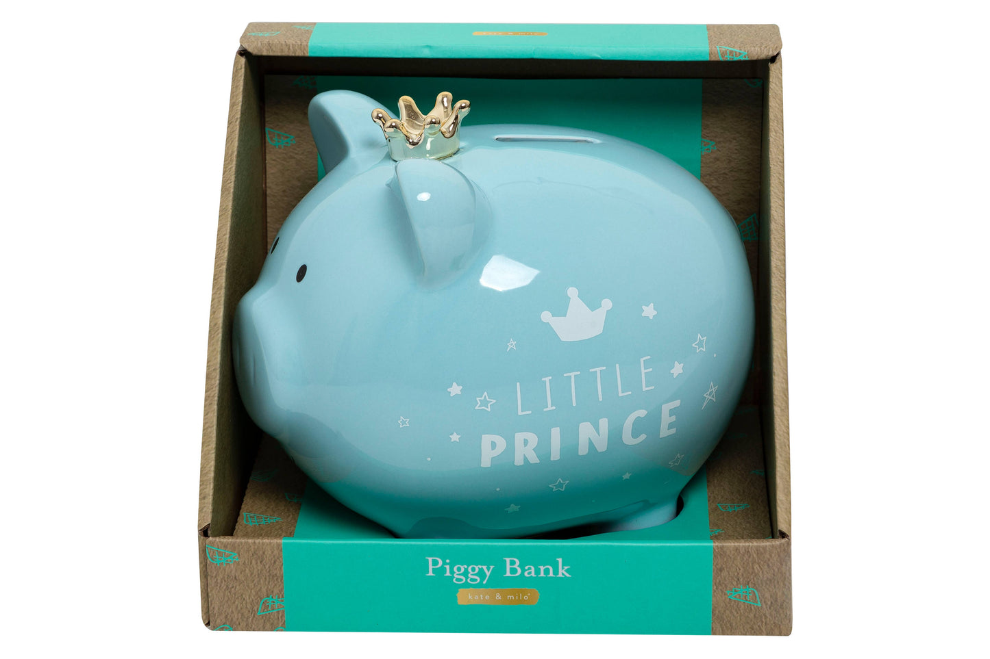 Blue Little Prince Crown Piggy Bank