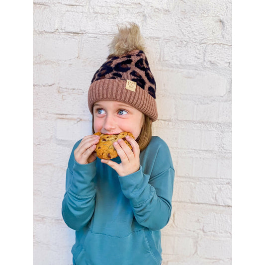 Kids Leopard Pom C.C Beanie for Children