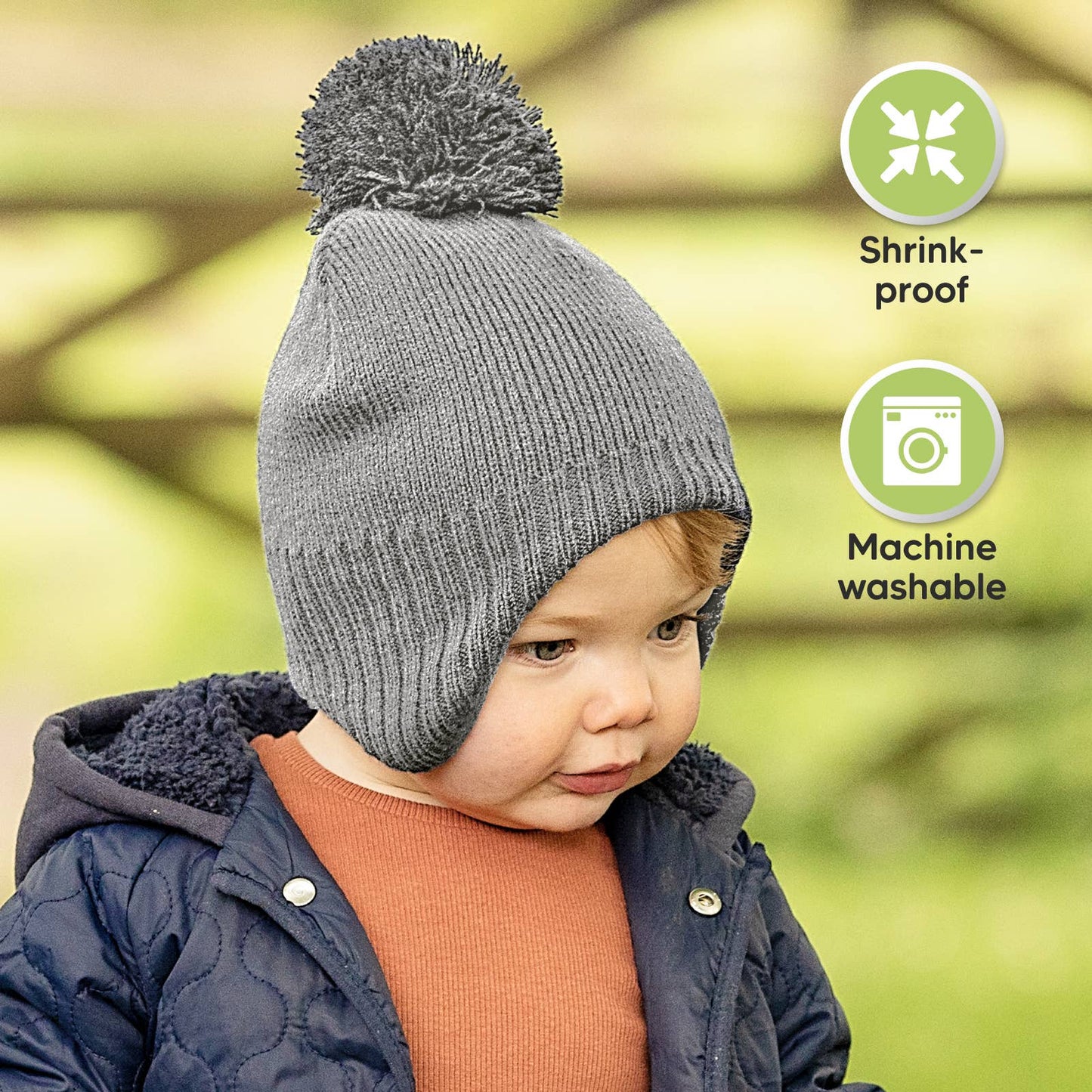 KeaBabies Muff Baby Beanie for Newborn Baby Boys and Girls: Gray