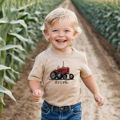 "Drive" Red Tractor Farm Boys Summer Western Apparel Kids