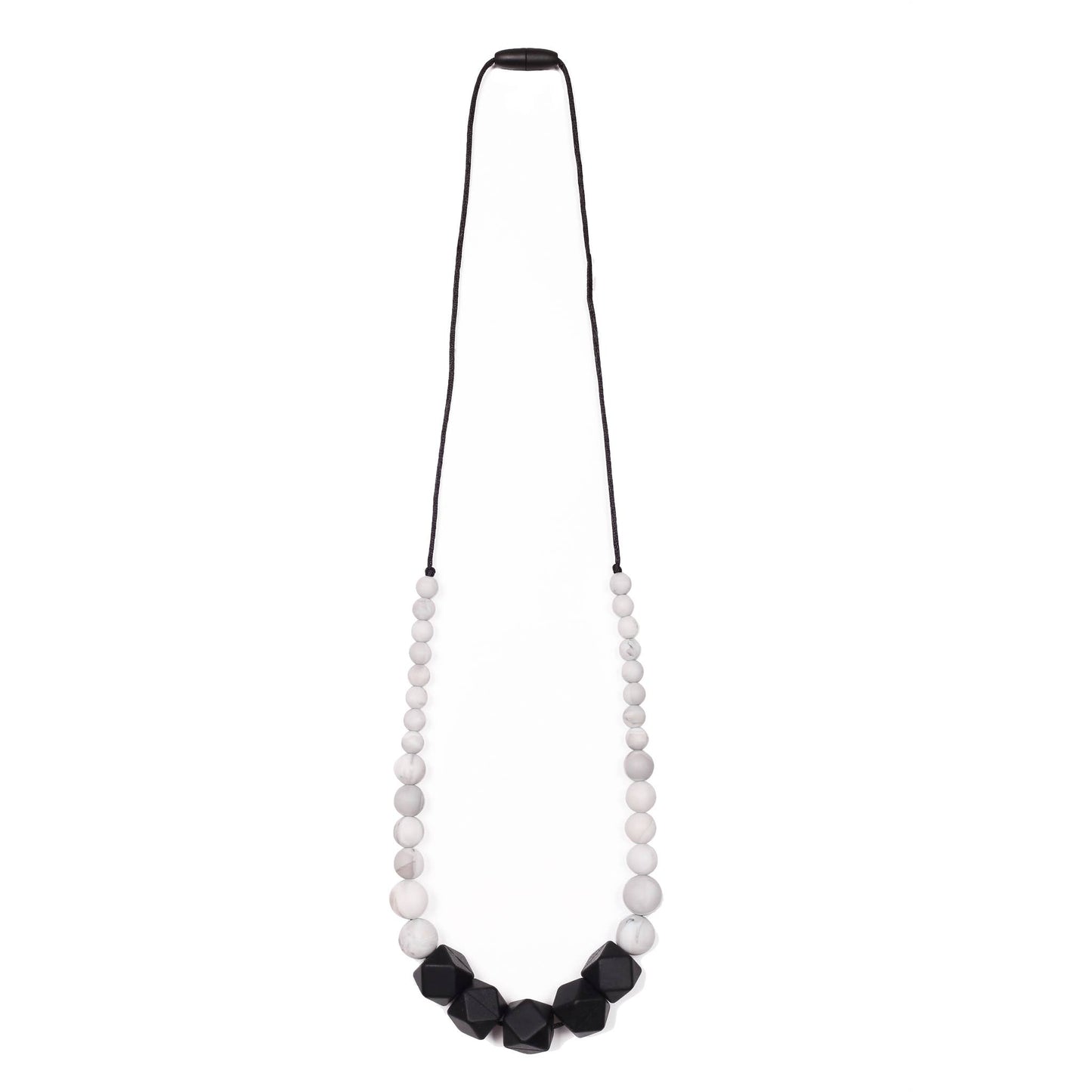 Madison Teething Necklace - Marble/Black