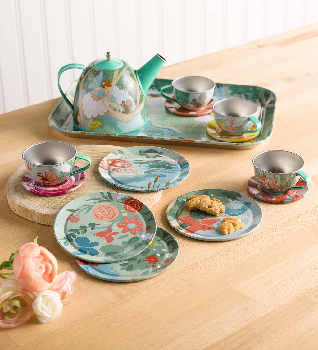 15-Piece Tin Tea Set - Assorted Styles Available: Woodland