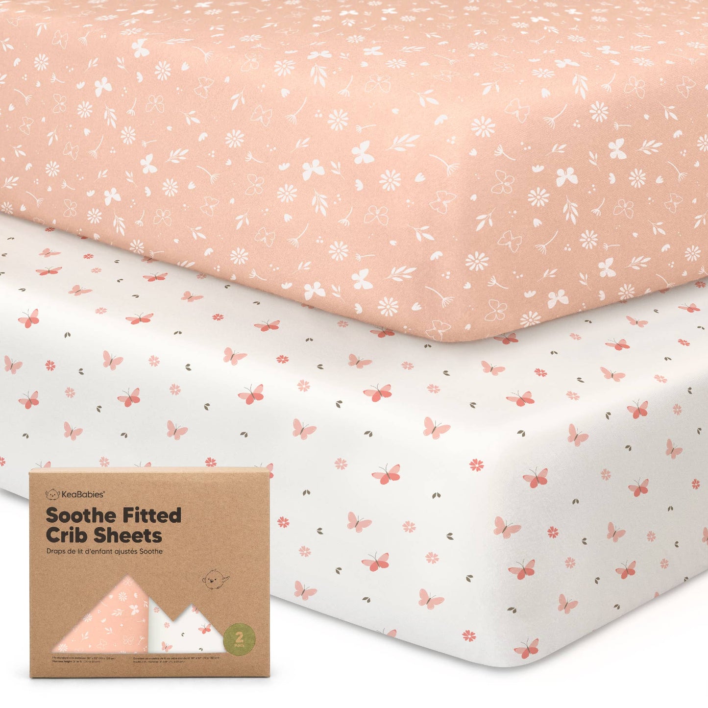 2-pack Organic Cotton Fitted Crib Sheet (Butterflies)