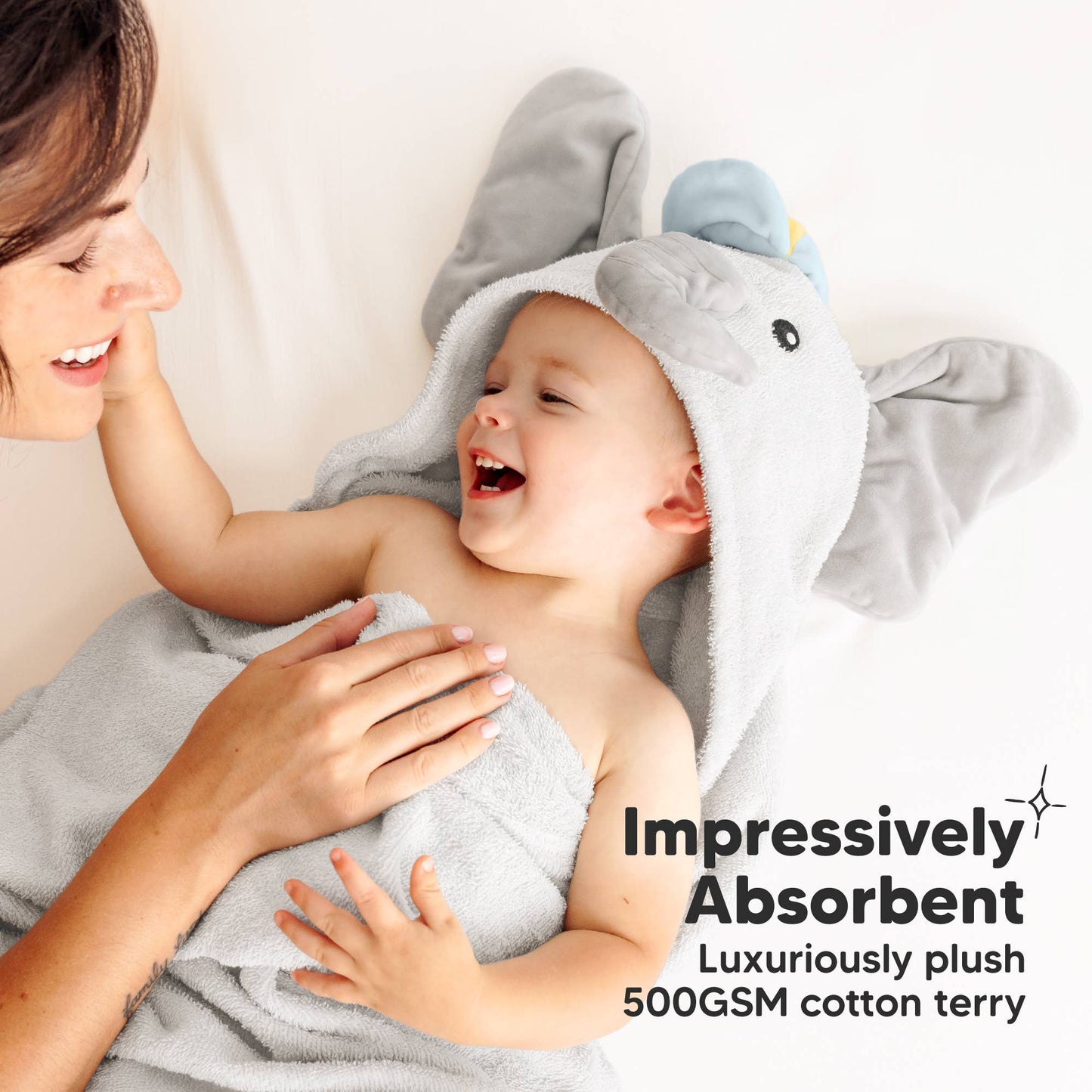 Playpals Hooded Baby Bath Towels for Newborn-Ethan