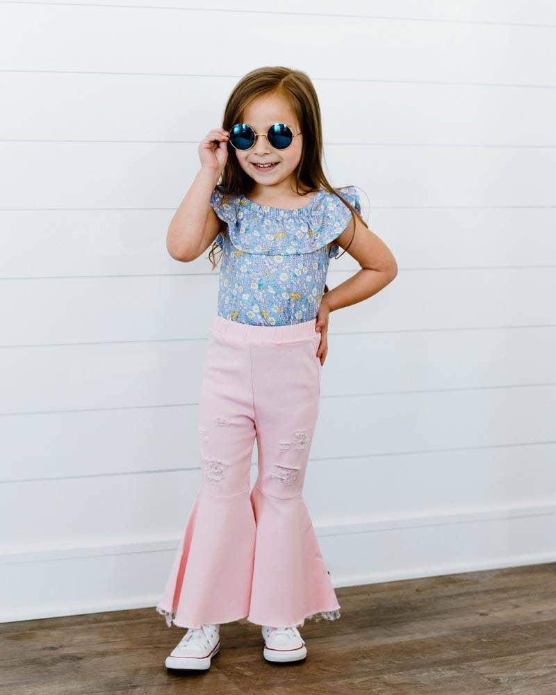 Barbie Denim Bell Bottoms - Distressed Pink