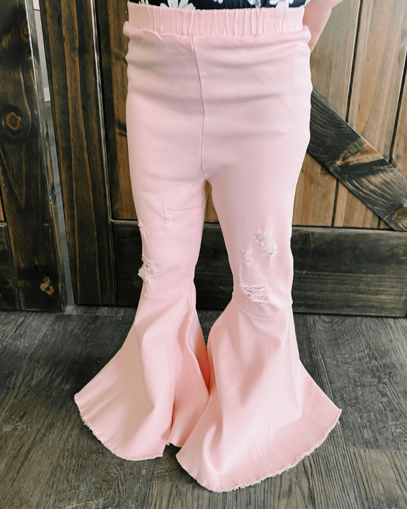 Barbie Denim Bell Bottoms - Distressed Pink