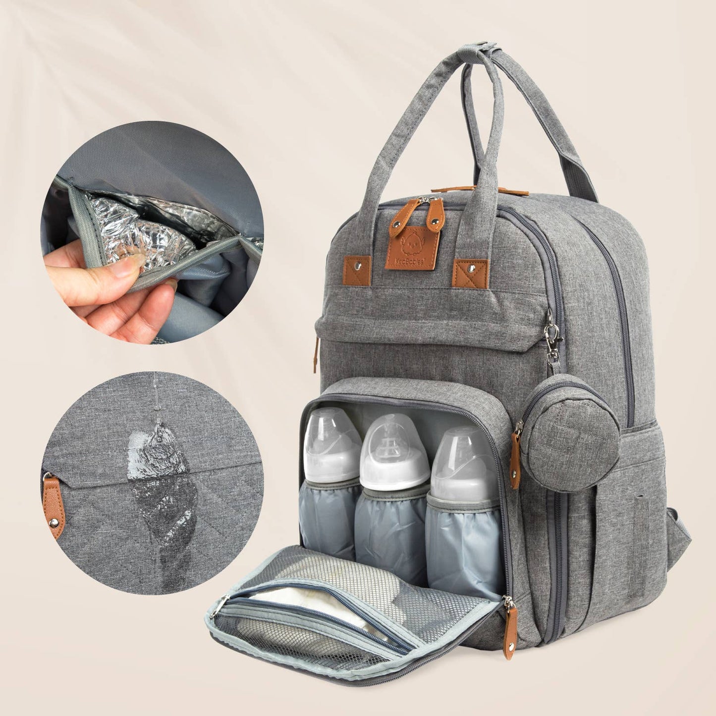 KeaBabies Rove Diaper Backpack (Classic Gray)