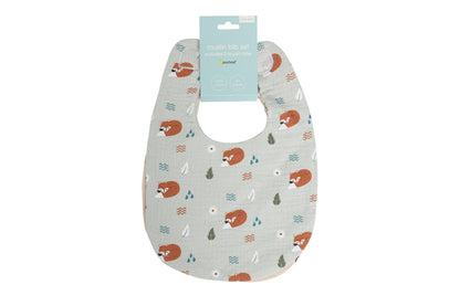 Baby Bib Set, Woodland Muslin Cotton, Set Of 2