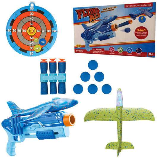 Flying Ace High Velocity Blaster Game – 3-in-1 Foam Launcher