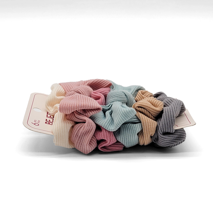 6-Piece Corduroy Scrunchie Set – Soft Neutrals & Bow Detail