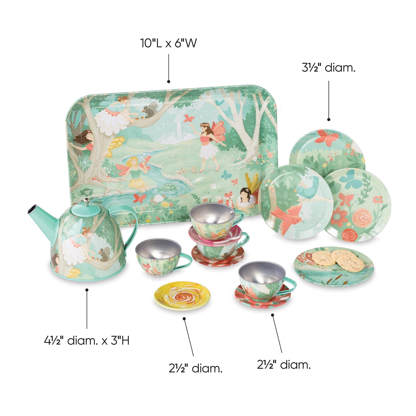 15-Piece Tin Tea Set - Assorted Styles Available: Woodland