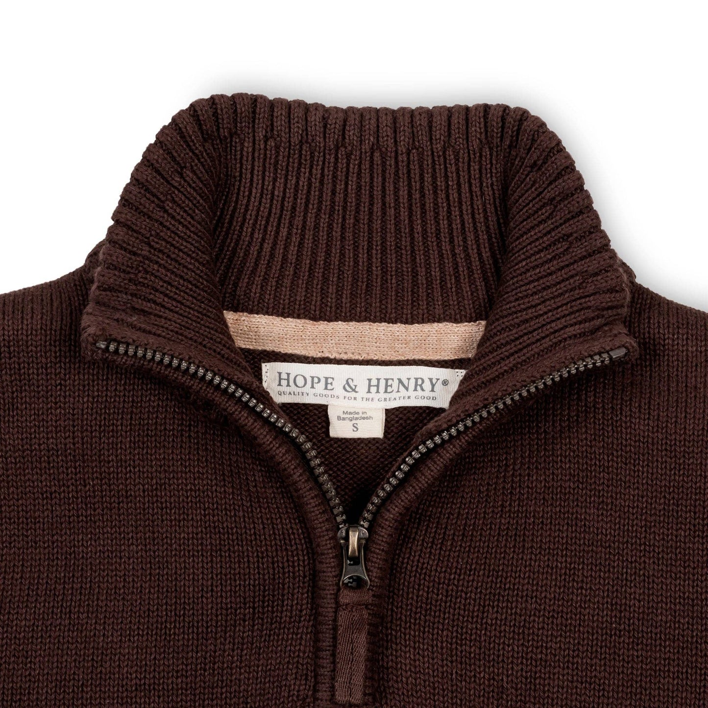 Organic Half Zip Sweater with Elbow Patches {Chocolate}
