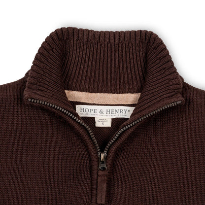 Organic Half Zip Sweater with Elbow Patches {Chocolate}
