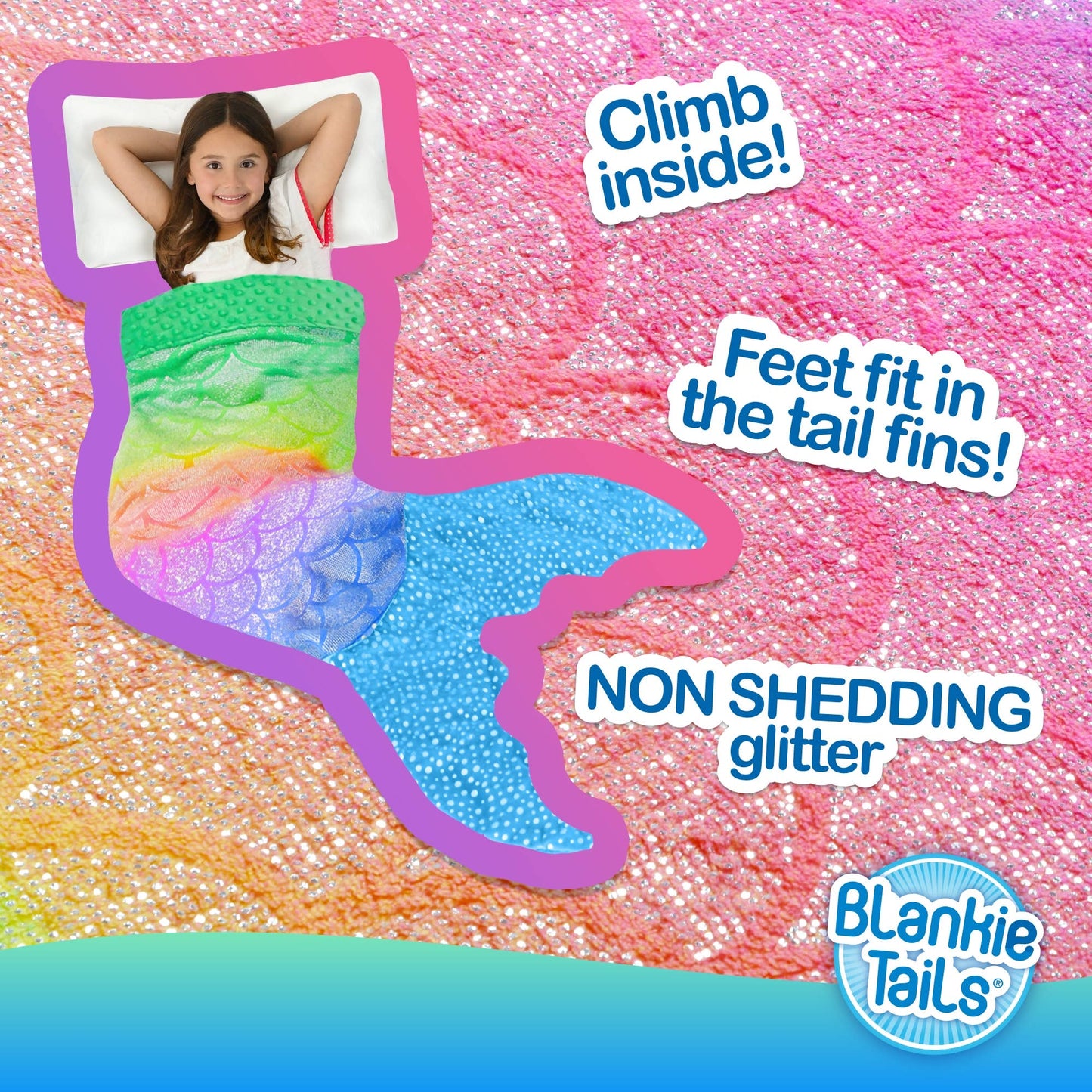 Blankie Tails Glittertail Rainbow Mermaid