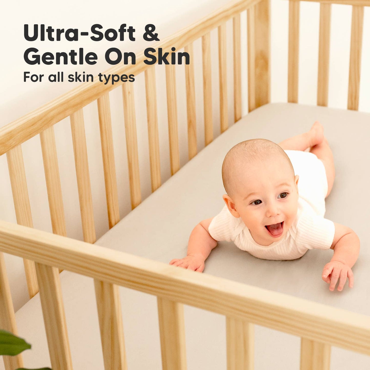 2pk Waterproof Crib Sheets, Baby Mattress Protector: Ecru