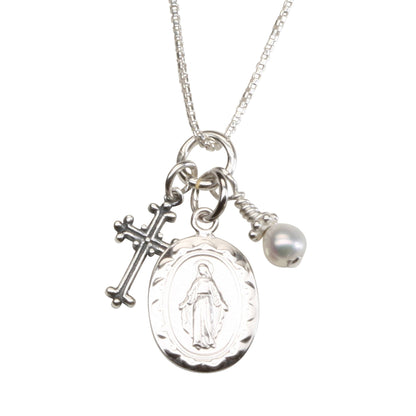 First Communion Miraculous Medal Necklace for Girls & Kids