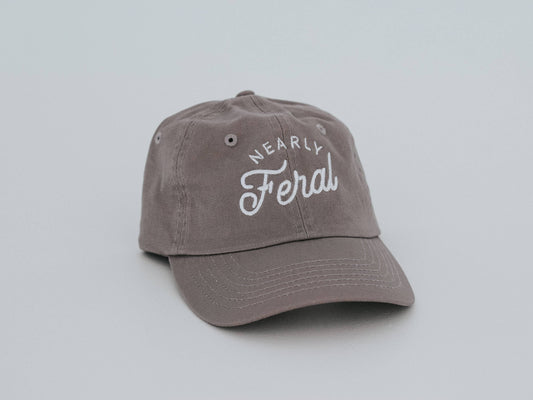 Nearly Feral Charcoal Twill Hat • Modern Funny Kids Cap