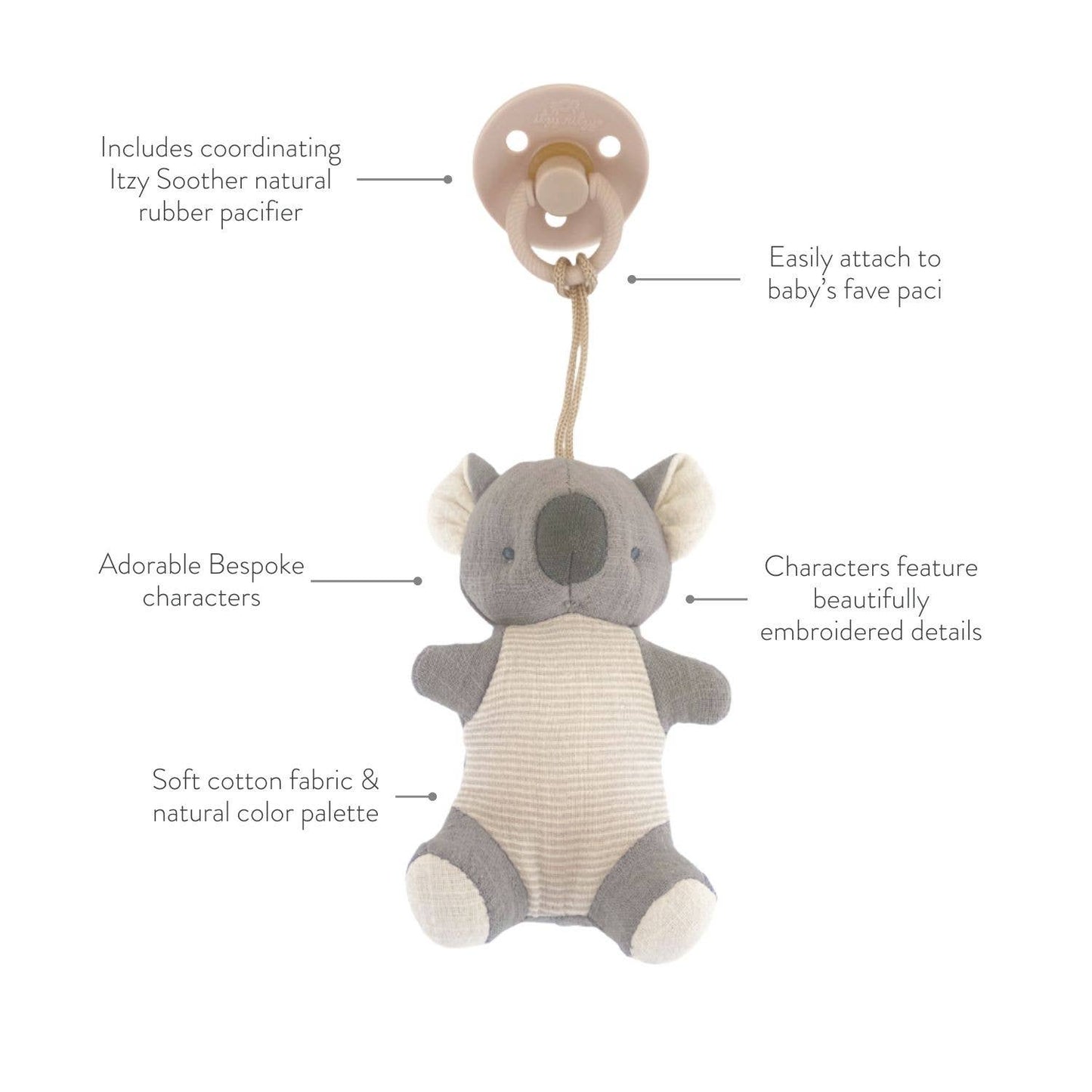 *NEW* Bitzy Pal Natural Rubber Pacifier & Stuffed Animal