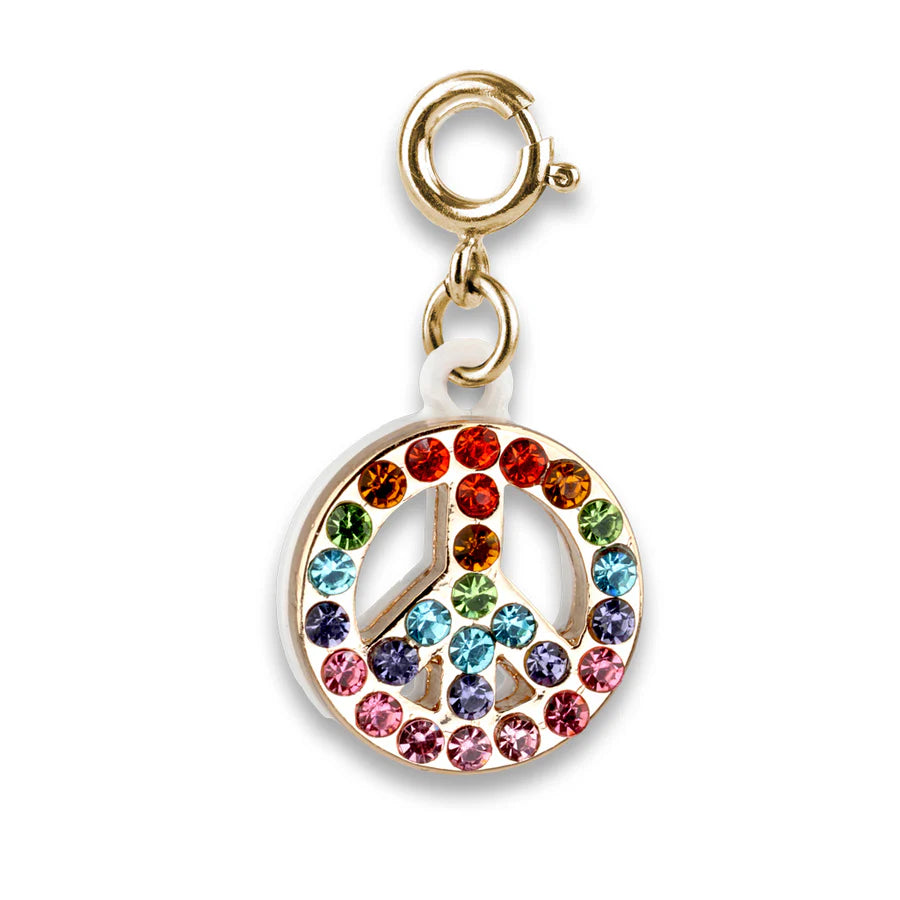 Gold Rainbow Sparkle Peace Charm