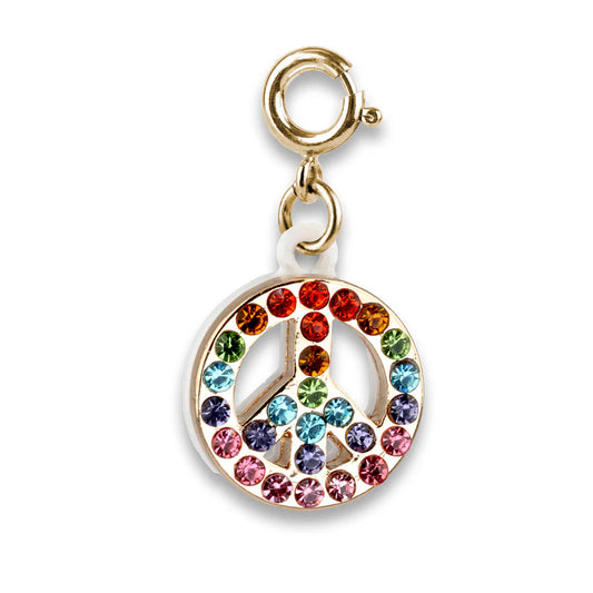 Gold Rainbow Sparkle Peace Charm