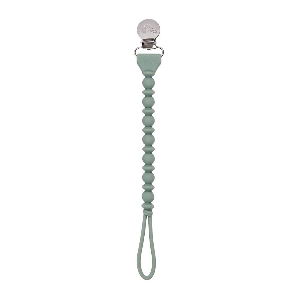 Sweetie Strap™ Silicone One-Piece Pacifier Clips: Storm Gray Beaded