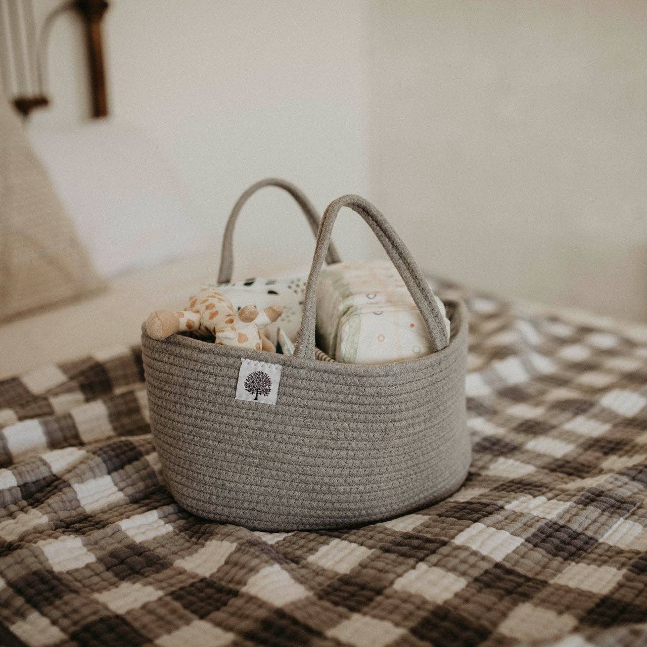 Rope Diaper Caddy - Gray