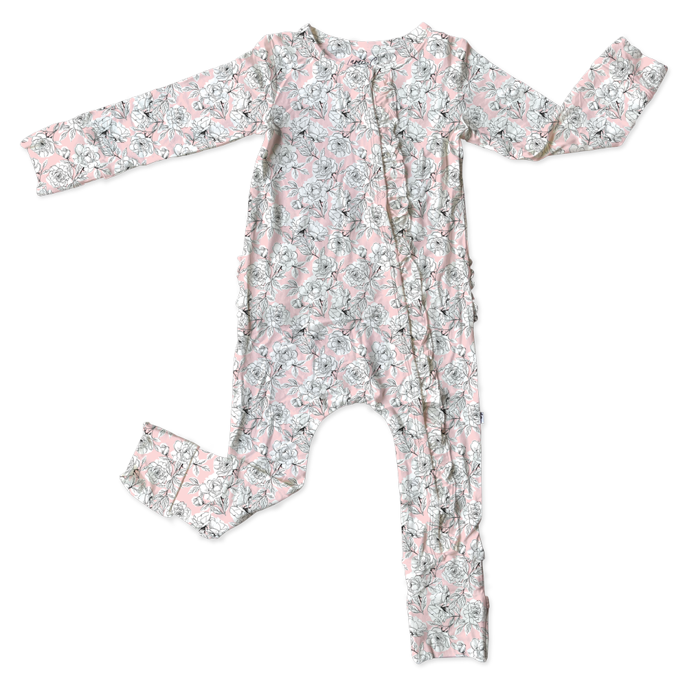 Allie Floral Bamboo Ruffle Convertible Footie