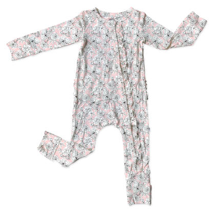 Allie Floral Bamboo Ruffle Convertible Footie